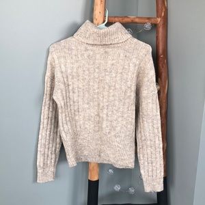 NEW William Rast Wool Blend Long Sleeve Turtleneck Sweater Cream/Tan Size XS